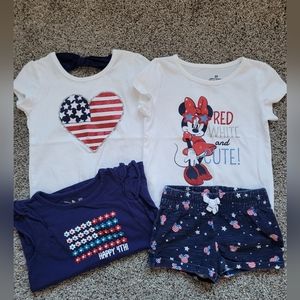 Girls 3t jumping beans 4th of july shirts shorts lot minnie mouse